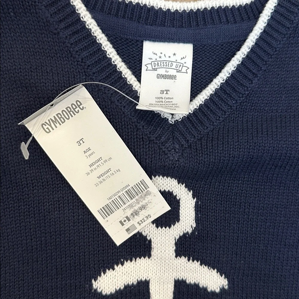 NWT Gymboree Navy Blue Anchor Sweater Vest Size 3T